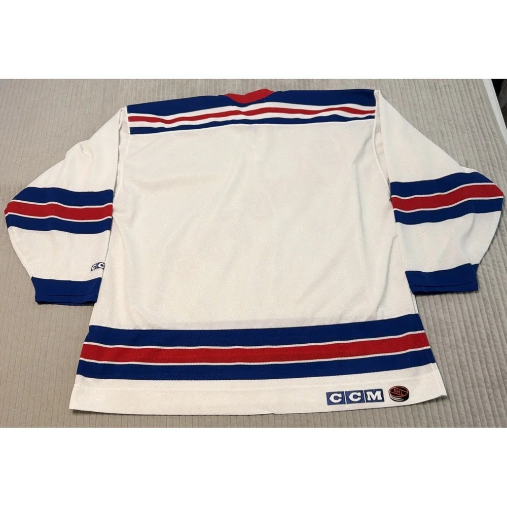 Vintage CCM NY Rangers Hockey Jersey Mens XXL White Mesh Sportswear NHL